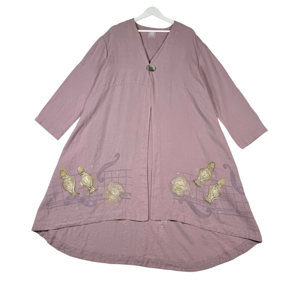 Vintage 1999 Blue Fish Long Sleeve Dress One Button - Plum - One Size OSFA
